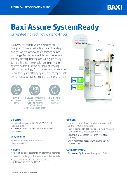 Baxi Assure SystemReady - Specification Sheet