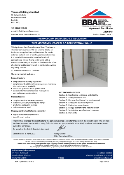 BBA Certificate - Sucraseal - External Walls