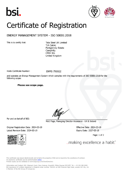 Catnic IDO 50001 Certificate