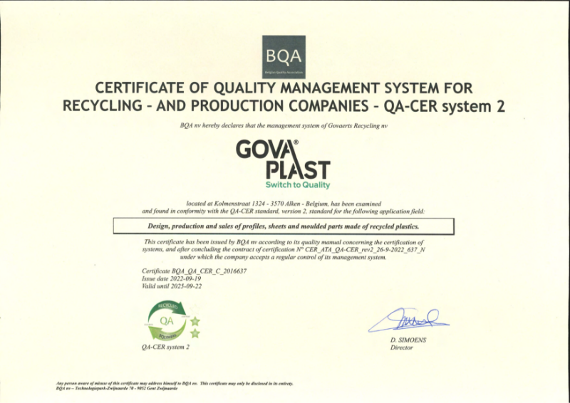 QA Certificate