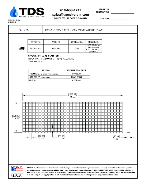 Trench•Era Fiberglass Mesh Grate 14.66" - FG1245