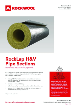 RockLap H&V Pipe Sections - Datasheet