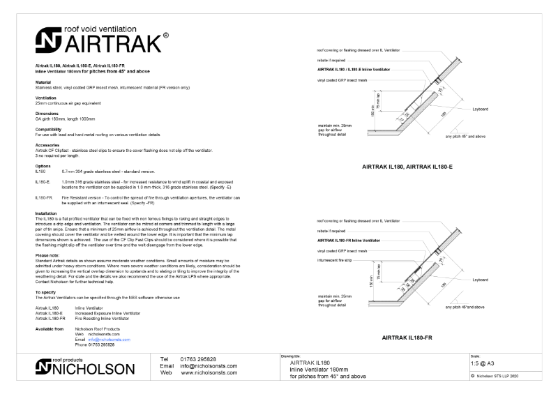 AIRTRAK IL180 Tech Data Sheet