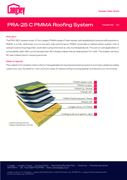 PRA-25 C PMMA Roofing System Data Sheet