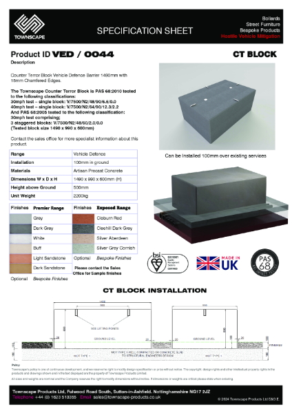 1490 X 990 X 600 Standard CT Block Specification Sheet VED0044