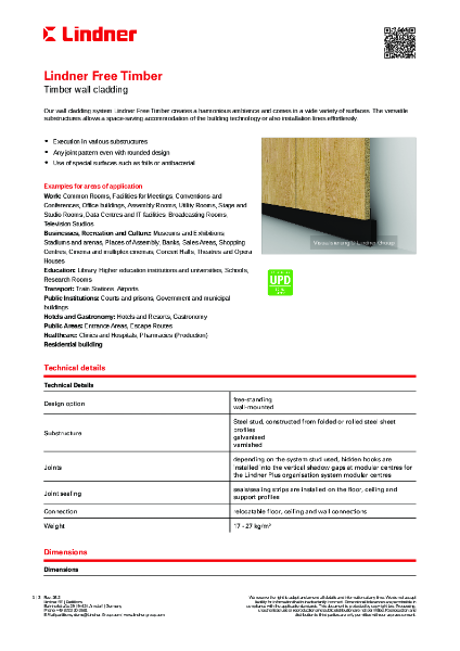 Lindner Free Timber - Data sheet
