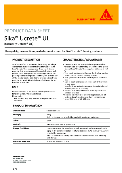 Sika® Ucrete® UL Product Data Sheet