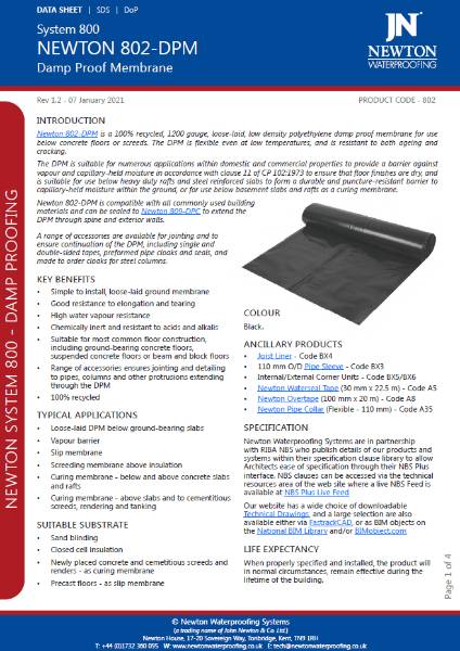 Newton DampSafe 802-DPM - Technical Data Sheet