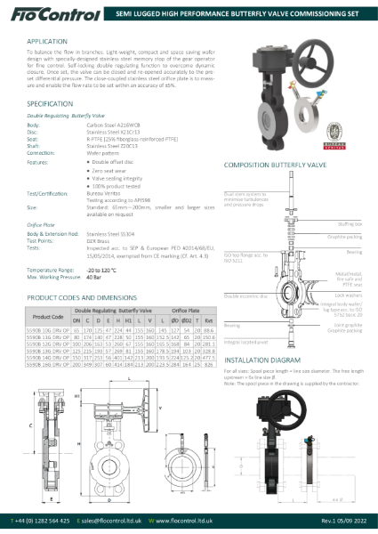 PN40 Semi Lugged High Performance Butterfly Valve & Orifice Plate Commissioning Set