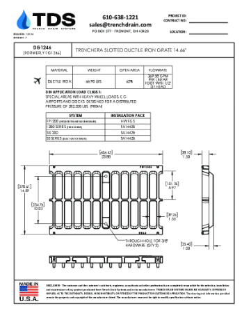 Trench•Era Slotted Ductile Iron Grate 1466" - DG1246