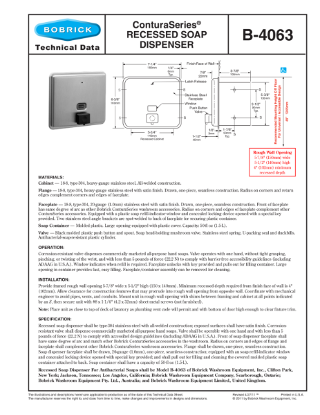 ConturaSeries® Recessed Soap Dispenser - B-4063