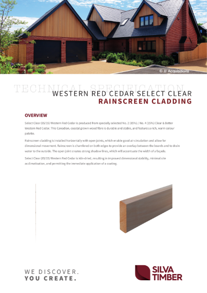 Western Red Cedar Select Clear (85/15) Cladding - Rainscreen