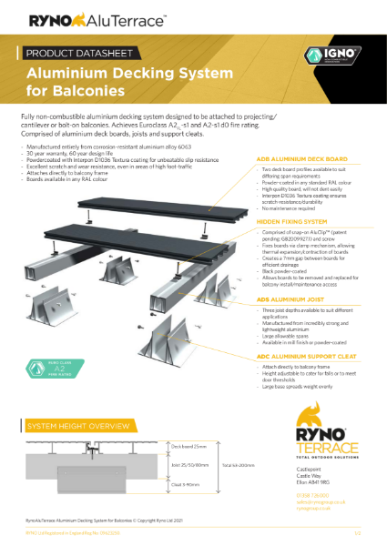 Datasheet - Aluminium Decking System for Balconies