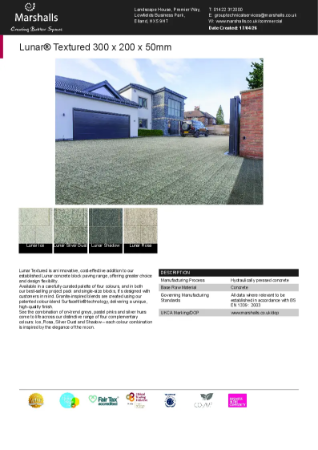 Lunar® Textured 300 x 200 x 50 mm Datasheet