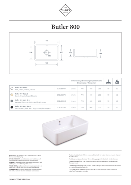Butler 800 Kitchen Sinks - PDS