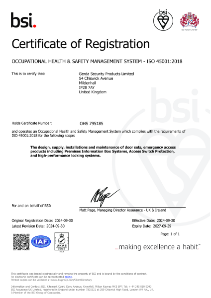 Occupation Health & Safety Management System - ISO 45001:2018 