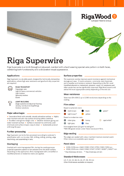 Riga Superwire - Datasheet - Riga Wood