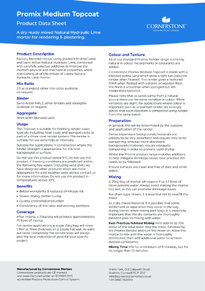 Promix Medium Topcoat - Product Data Sheet