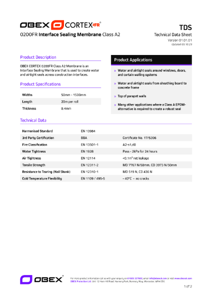 OBEX CORTEX 0200FR Class A2 ISM - TDS