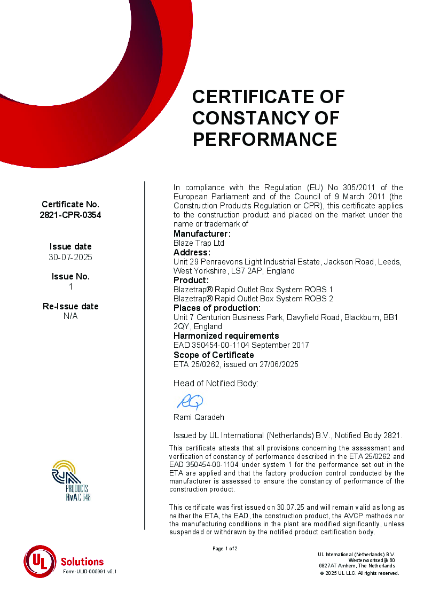 Blazetrap® Rapid Outlet Box System (ROBS) - (CoC)