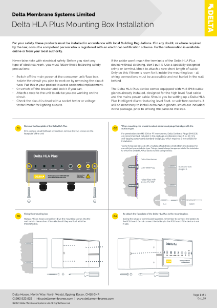 Delta HLA Plus Instructions for Mounting Box
