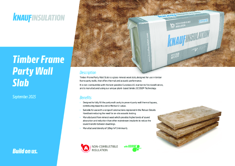 Knauf Insulation Timber Frame Party Wall Slab - Product Datasheet