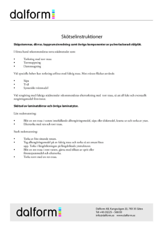 Dalform Skotselinstruktioner