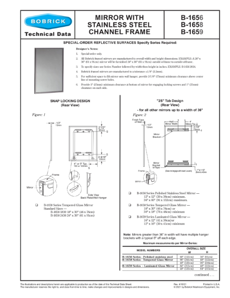 Mirror With Stainless Steel Channel Frame