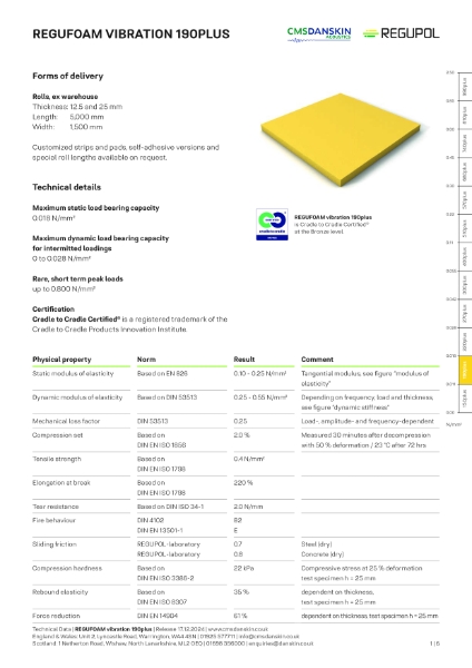 REGUPOL REGUFOAM vibration 190plus - TD-en-UK Release 17 12 2024