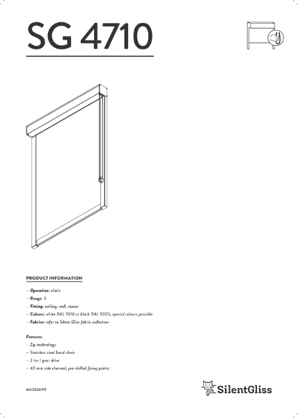Silent Gliss SG 4710 Dim-out blind technical catalogue