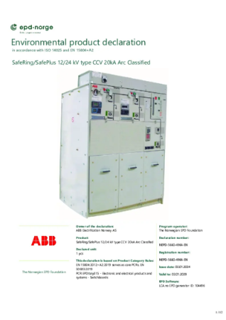 NEPD-5660-4964-EN SafeRing/SafePlus 12/24 kV type CCV 20kA Arc ...