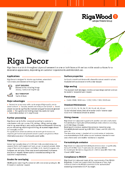Riga Decor - Datasheet - Riga Wood