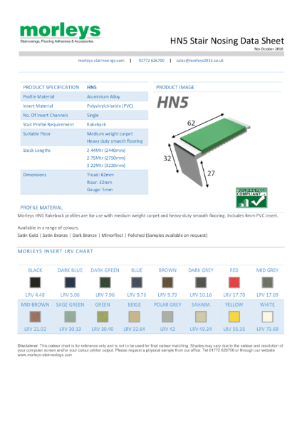 HN5 83° Rakeback Single Channel Stair Nosing / Stair Edging for Carpet