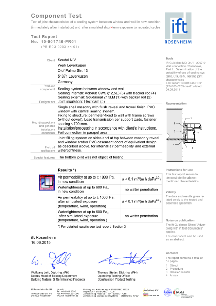 Airtightness System Testing RALMO-01/1 - Soudafoam Gun Window and Door SWS