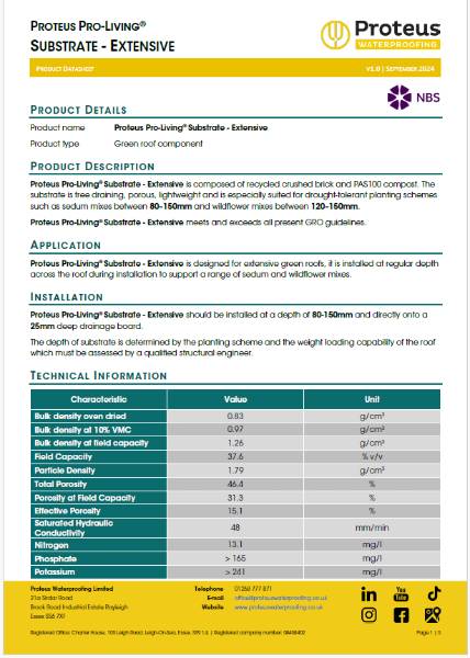 Product Data Sheet - Pro-Living® Extensive Substrate