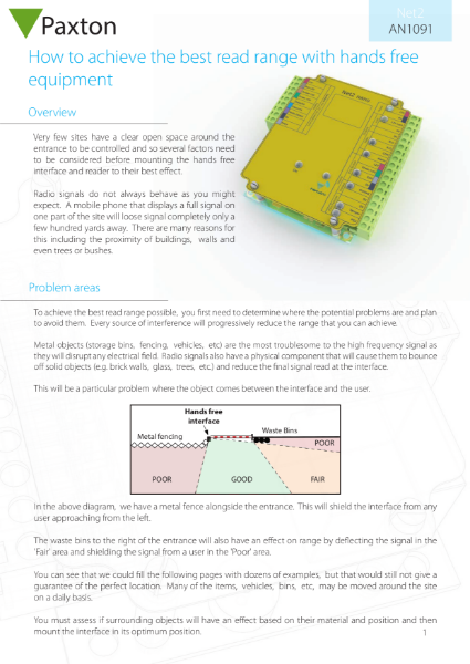 Net2 Long Range Reader - application note