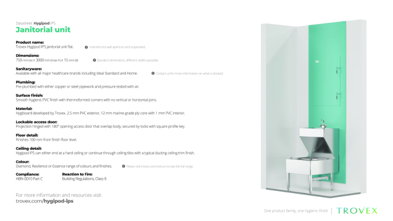 Hygipod Janitorial Flat – Product Data Sheet