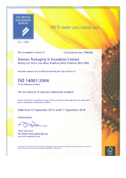 ISO 14001:2004 Certificate