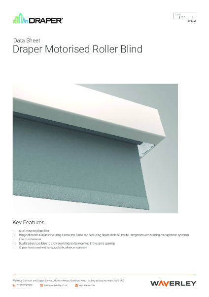 Data sheet - Draper motorised roller blind
