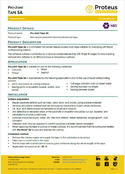 Product Data Sheet - Pro-Joint Tape SA