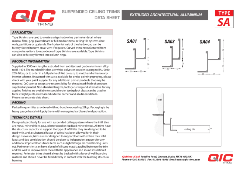 QIC Shadow gap perimeter trims mineral ceilings