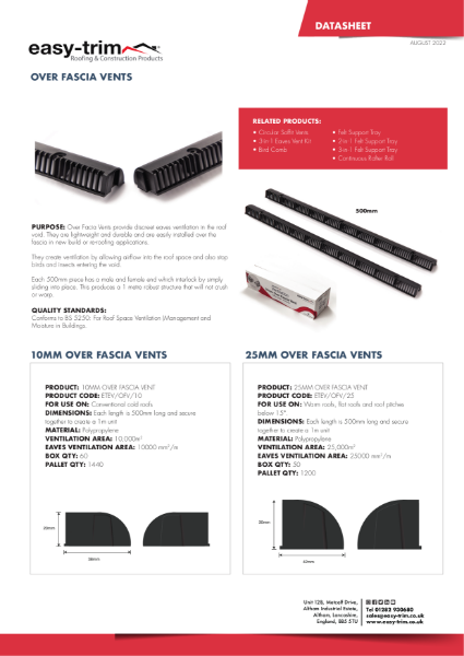 Over Fascia Vents Datasheet