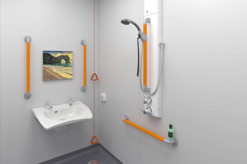 Shower Assembly with Dual Controls, Riser, Hose and Three Function Handset (incl. ILTDU) - Doc M Accessible Showers