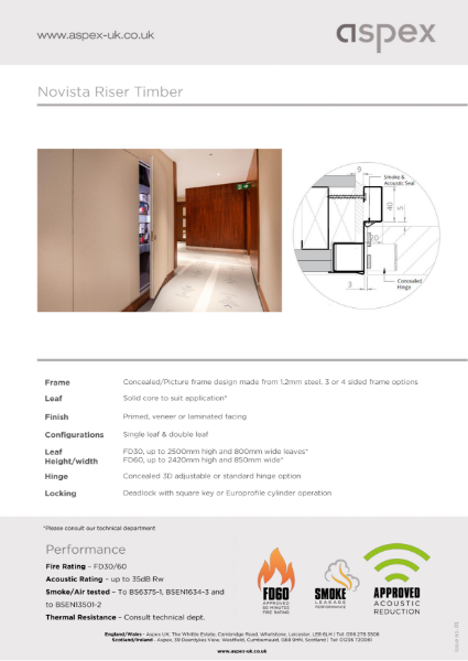 Novista Concealed Timber Riser – FD30/60 - Data Sheet