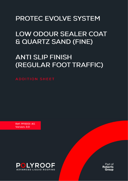 Addition Sheet - PP0001 - AS Evolve Low Odour Sealer Coat & Quartz Sand (Fine) Anti-Slip Finish v3.0