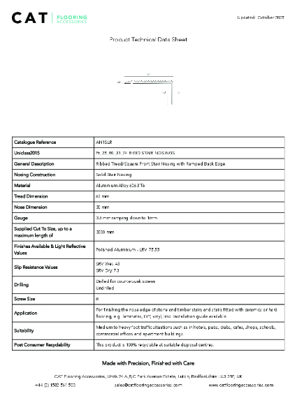 AN1SLR Polished Aluminium Technical Datasheet