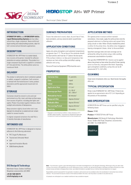 Hydrostop AH+ Liquid Waterproofing WP Primer Datasheet