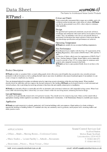 Acoustic Ceiling Panels - Acoustic RTPanel