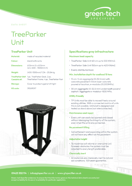 TreeParker® Unit Data Sheet