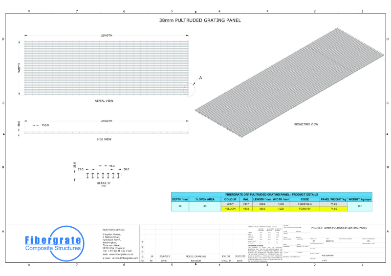 38mm PULTRUDED GRATING PANEL